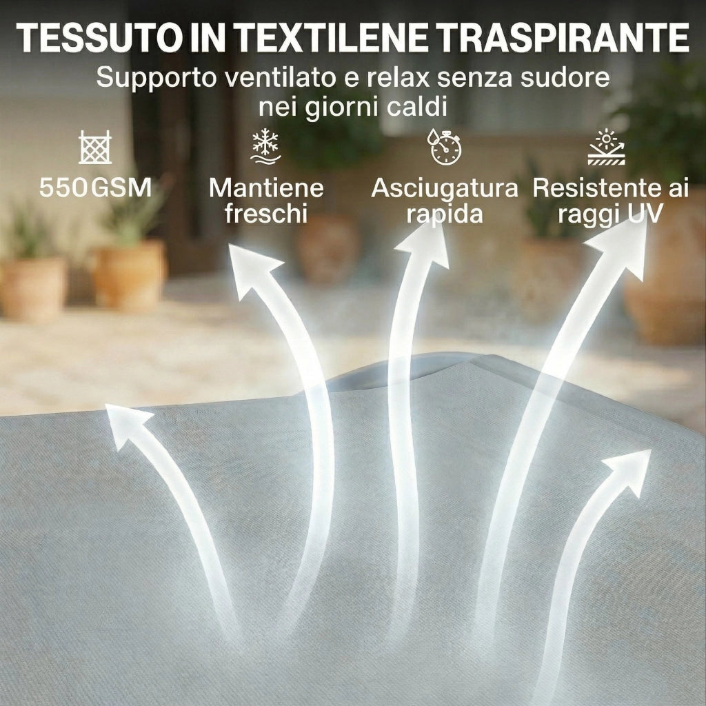 Lettino Doppio con Baldacchino, Cuscini e Ruote ¨C zephmum ¨C Grigio