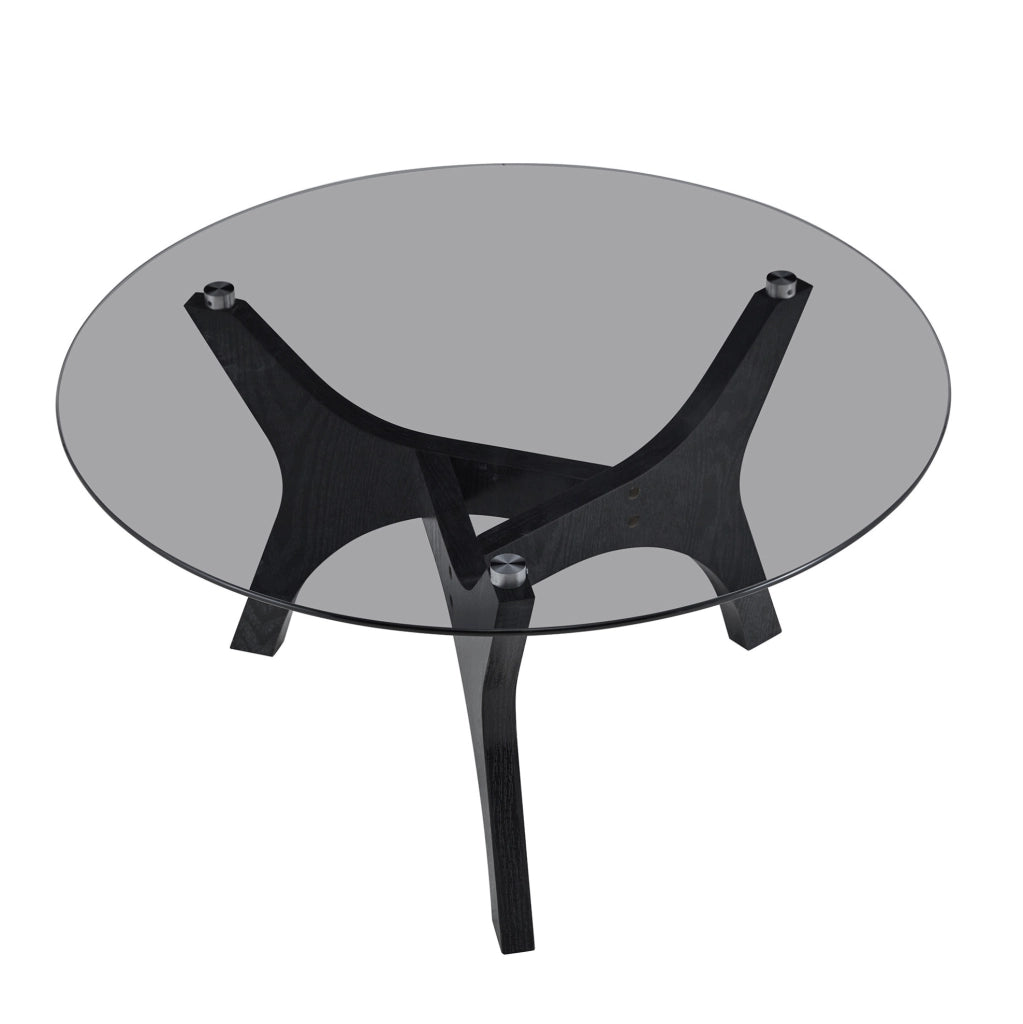 Tavolino rotondo in vetro e MDF nero Ø80 cm