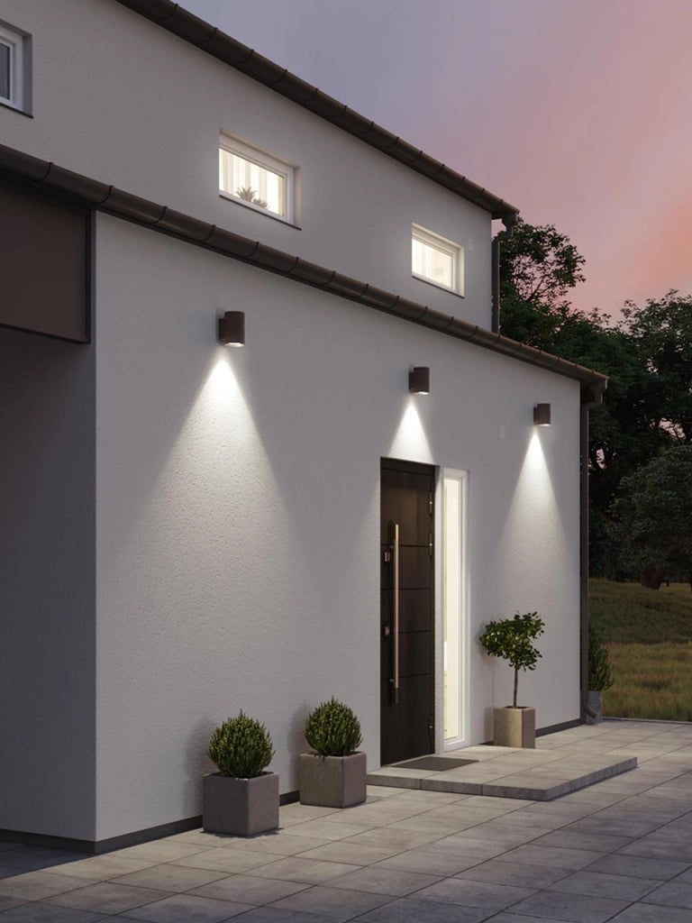 Lampada da parete in alluminio pressofuso con diffusori in vetro trasparente - 20W, 2120 lumen, luce calda grafite