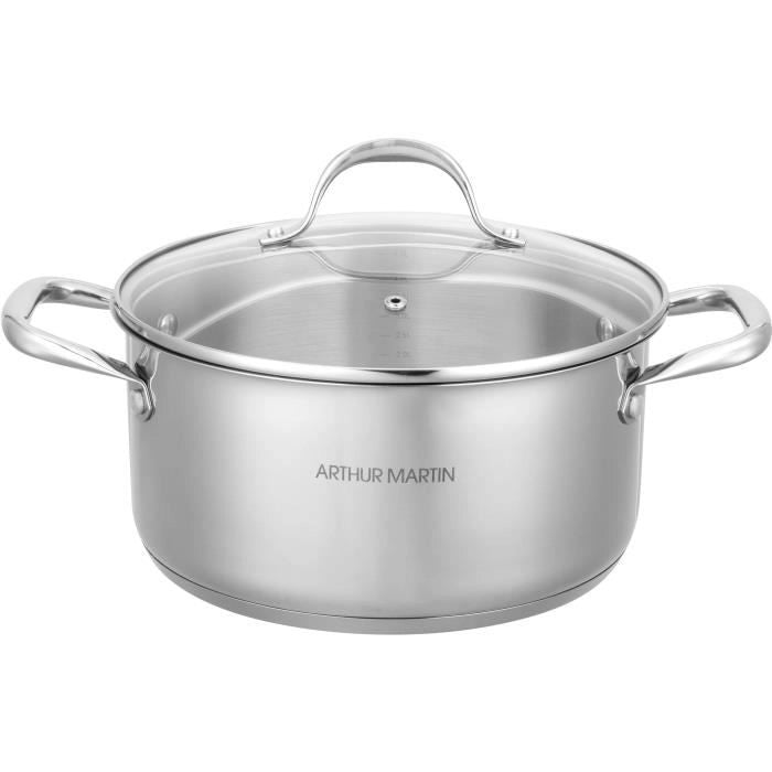 AM3549 Arthur Martin Pentola 24 cm con coperchio  Acciaio inossidabile  Tutte le fonti di calore compresa l'induzione
