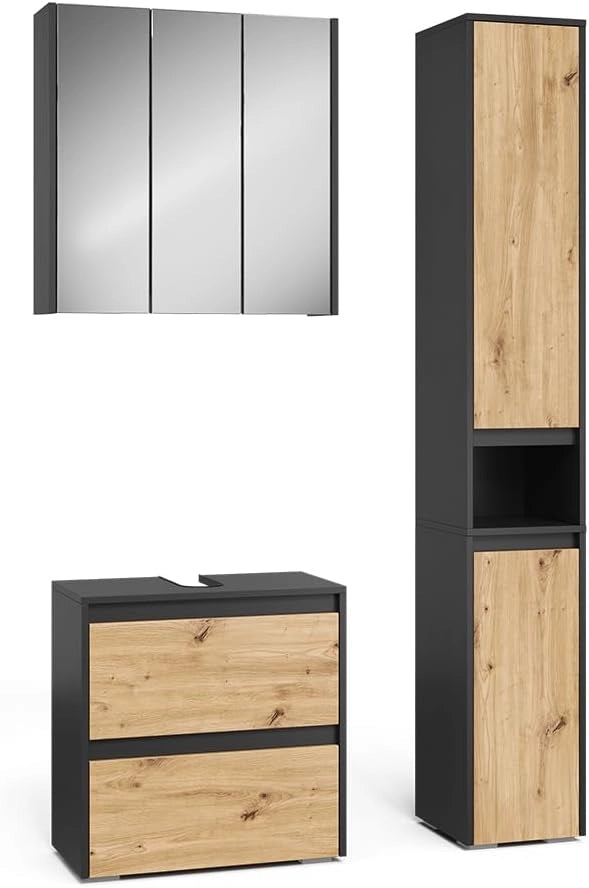 Set di mobili da bagno Majest, Antracite/Artisan, 3 parti