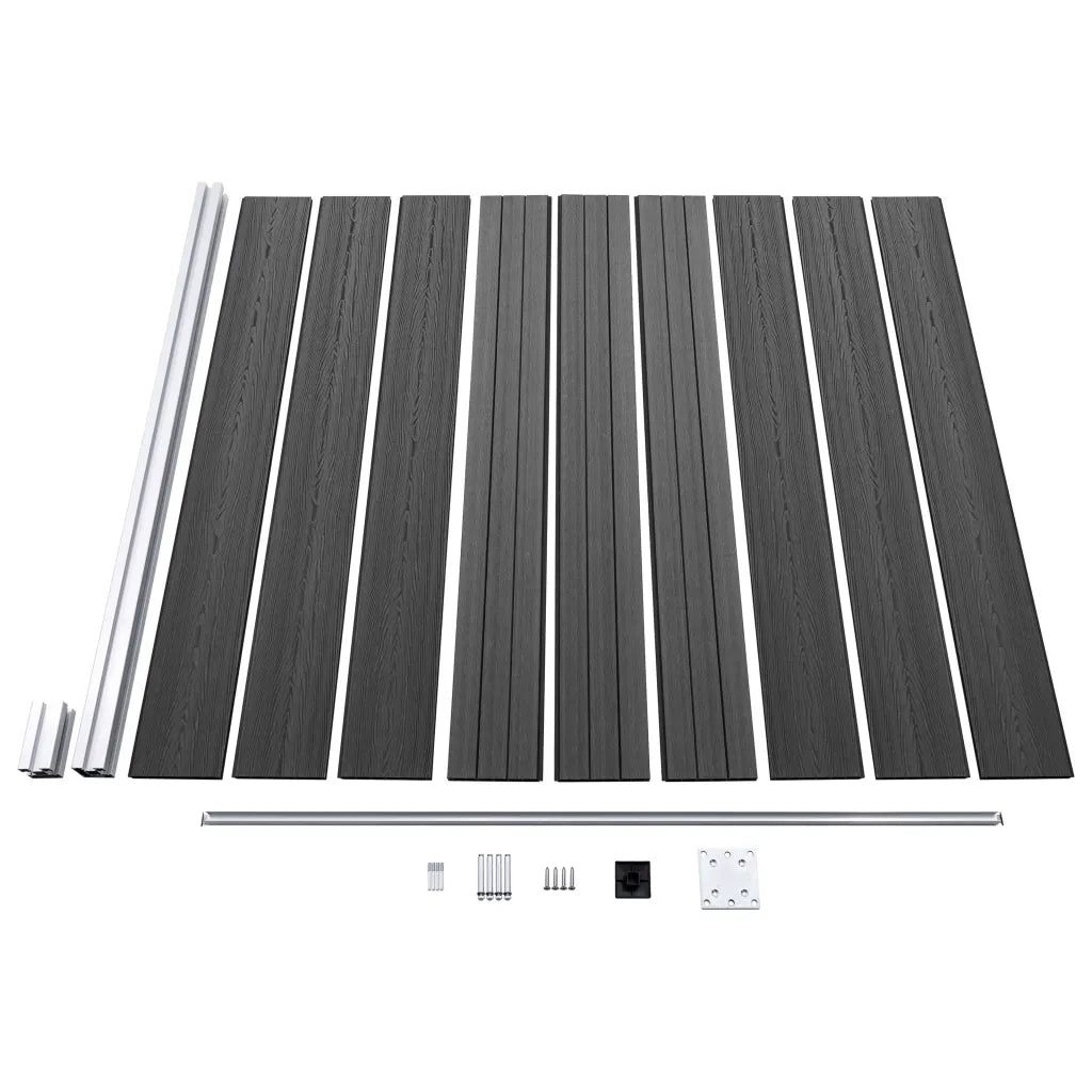 Set Pannelli di Recinzione in WPC 446x(105-186) cm Nero 3070438