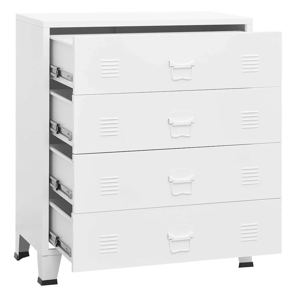 Armoire à tiroirs industrielle Blanc 78x40x93 cm Métal
