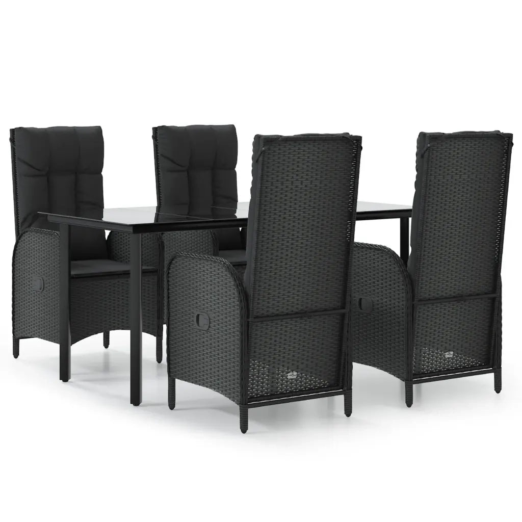 Set da Pranzo da Giardino 5 pz Nero con Cuscini in Polyrattancod mxl 100414