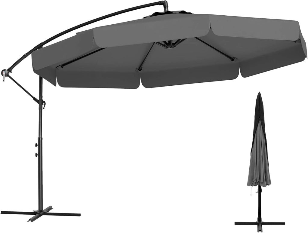 Ombrellone da Giardino 290 cm a Braccio | Inclinazione Regolabile, Manovella, 8 Stecche, Telo Solare, Copertura Inclusa