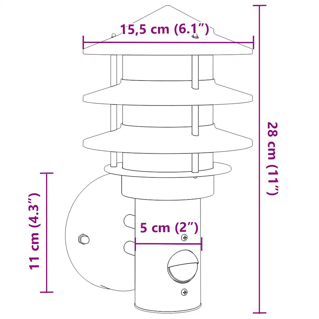 Applique da Esterno con Sensore Nera in Acciaio Inossidabile CFW7098434