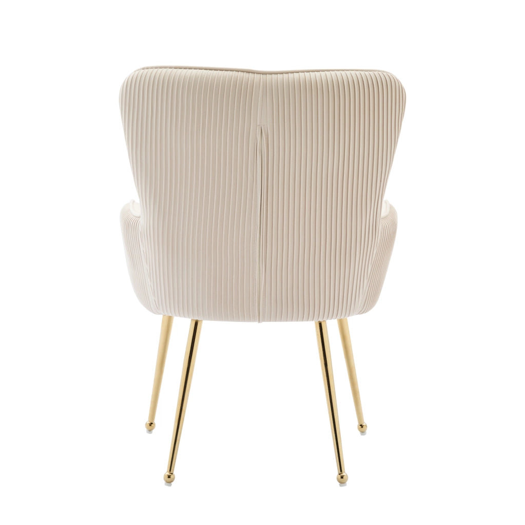 Set di 6 sedie in velluto con braccioli e supporto lombare; beige e oro