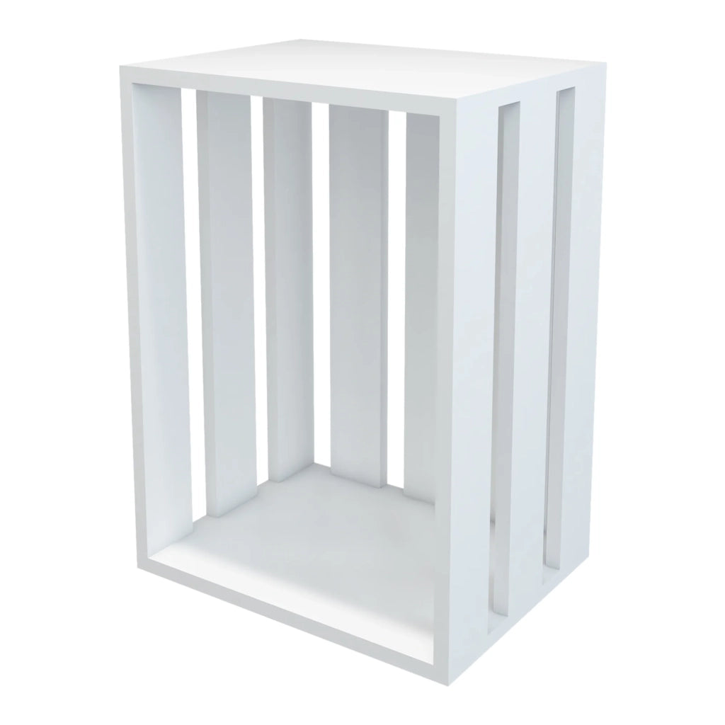 Tavolino rettangolare rotondo con contenitore 43 x 64 x 33 cm bianco 03_0008638