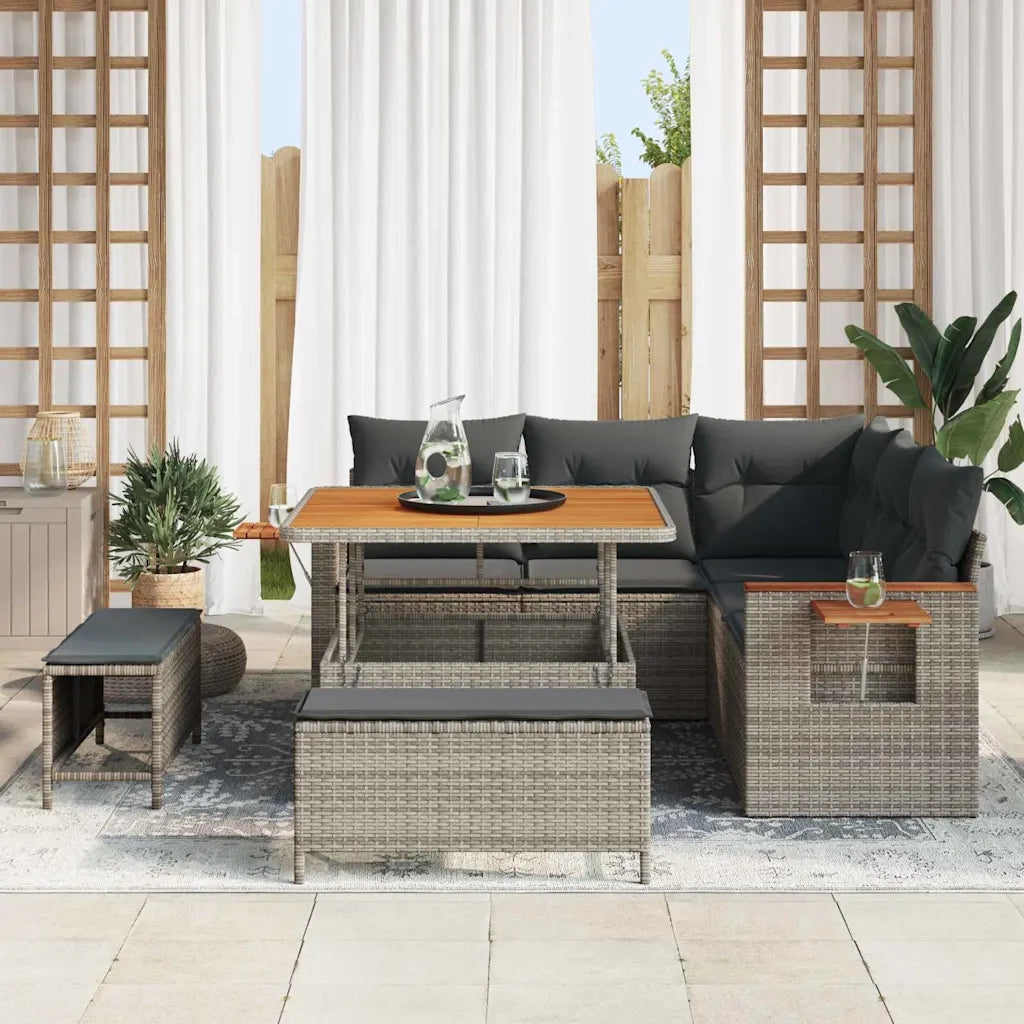 Set Divano da Giardino con cuscino 9 pcs Grigio polyrattan 3365118