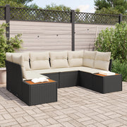 Set di divani da giardino a 6 pezzi con cuscini neri in Polyrattan