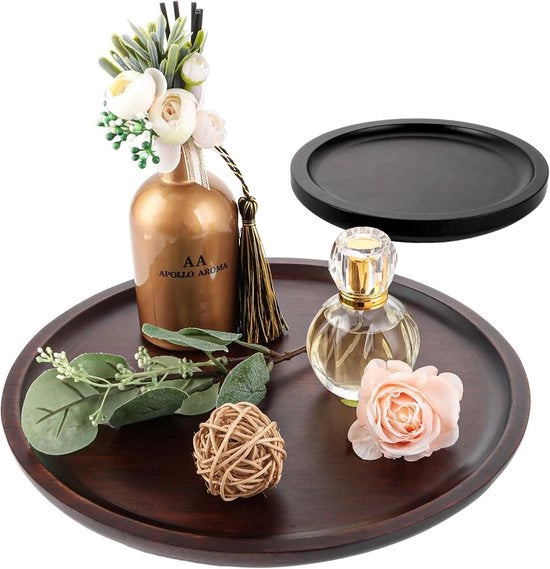 Piatto di servizio in legno decorativo - Rond - 1 pezzo - Miele - Noce - 30 cm