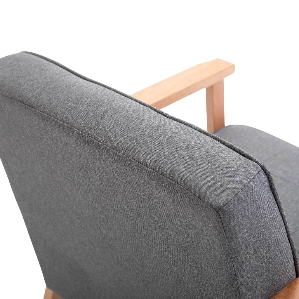 EasyComfort Poltrona Stile Scandinavo Imbottita e Trapuntata a Bottoni in Tessuto e Legno, 64.5x70x74cm, Grigio