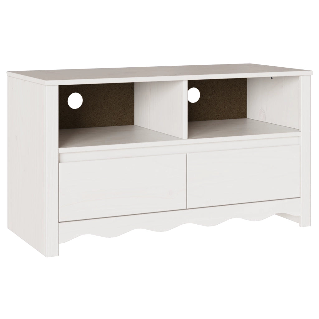 Mobile TV  "DRAMMEN" Bianco 99x43x55 cm Legno solido Pino