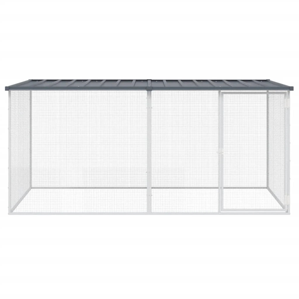 Recinto per pollaio con tetto 203 x 98 x 90 cm in acciaio zincato antracite 02_0043972