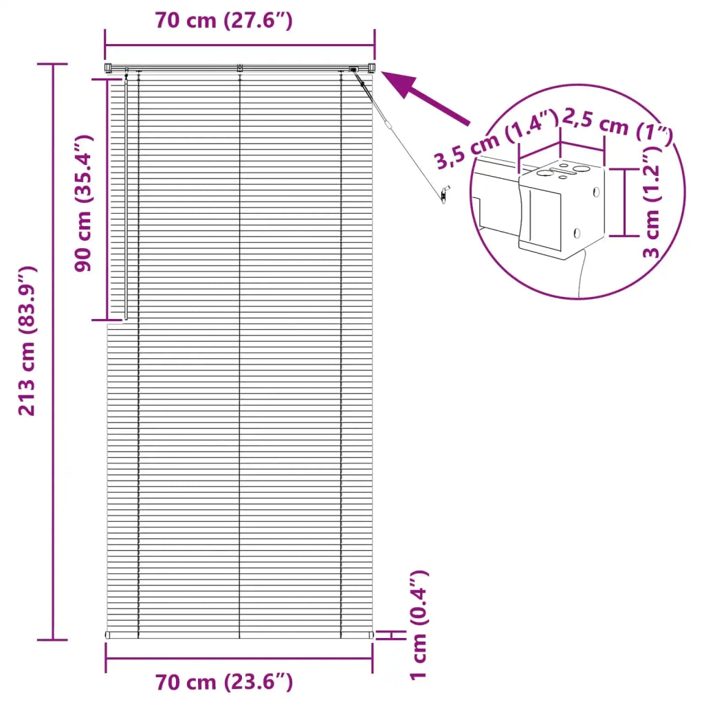 Tenda Veneziana | Tenda a lamelle Grigio Argento 213 x 70 cm 25 mm PVC