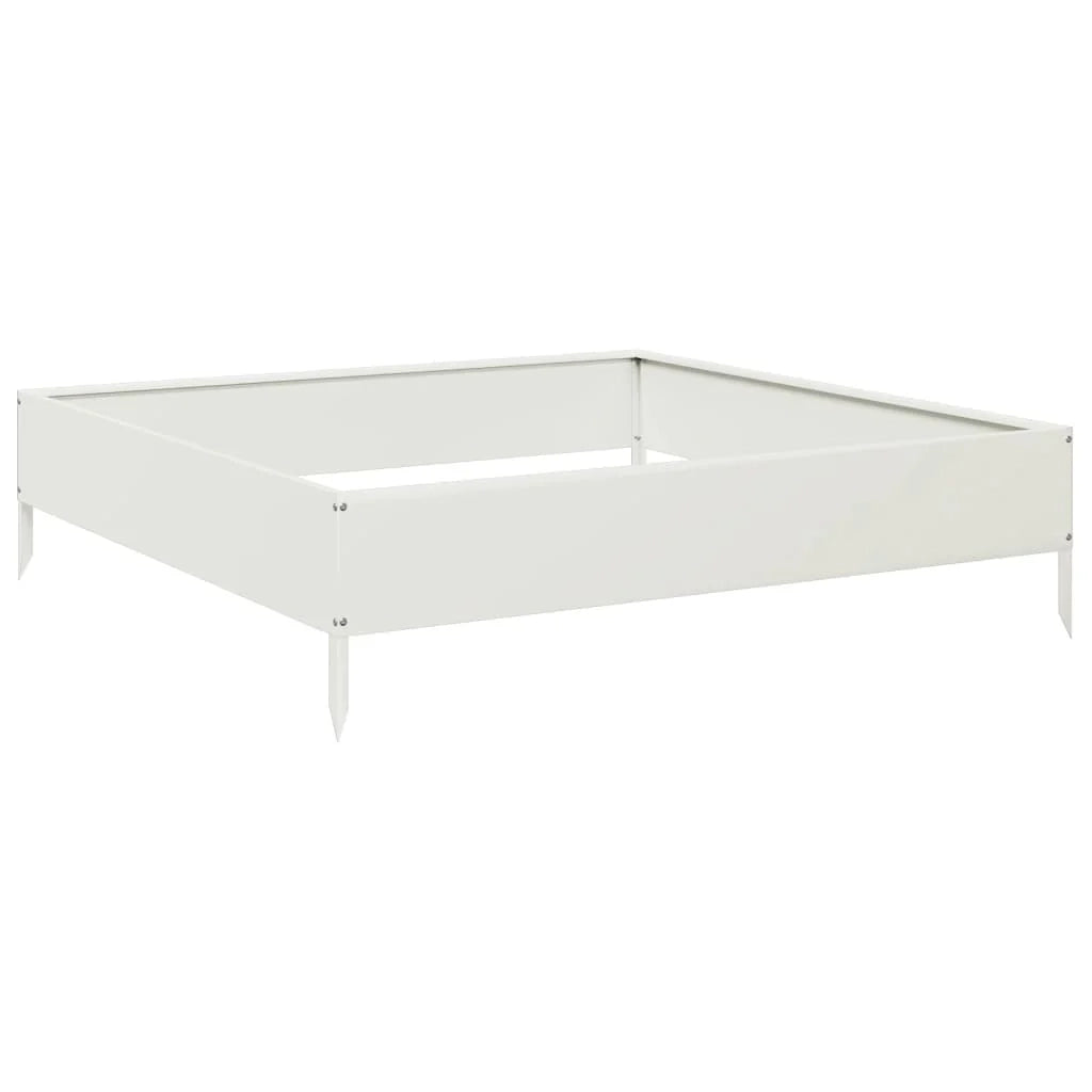 Fioriera rialzata per piante fiori patio giardino 100 x 100 x 26 cm acciaio bianco 02_0039272