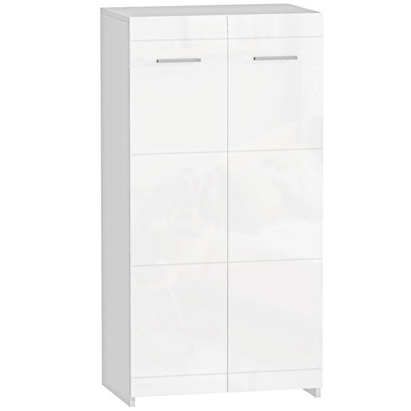 Scarpiera 55x36x108 cm con ripiani regolabili in legno bianco lucido