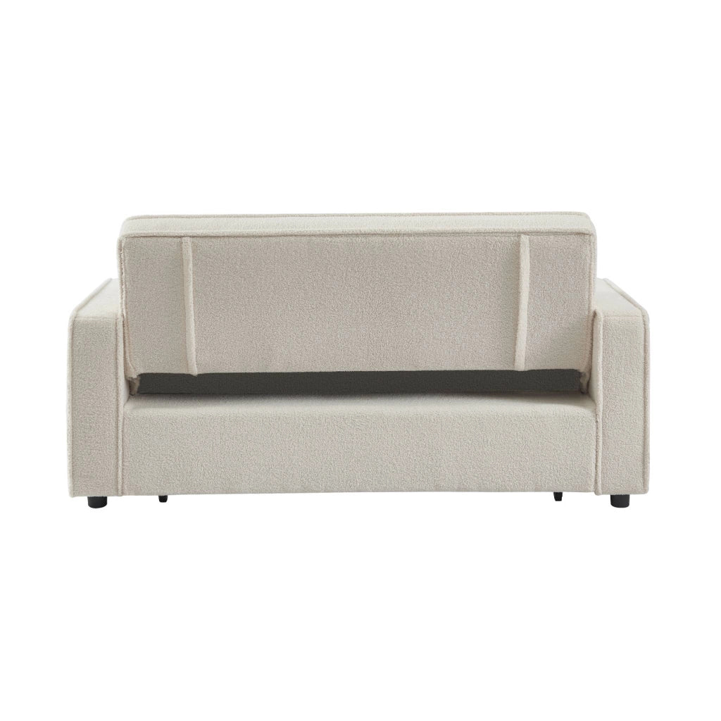 Divano letto bouclé, 3 posti, crema