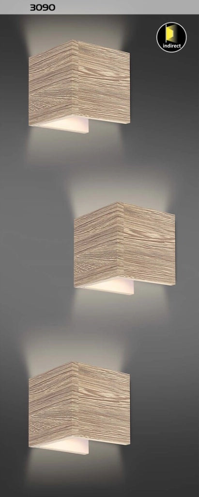 Applique cubo legno LED 7W rovere bianco Cinnamon Rabalux