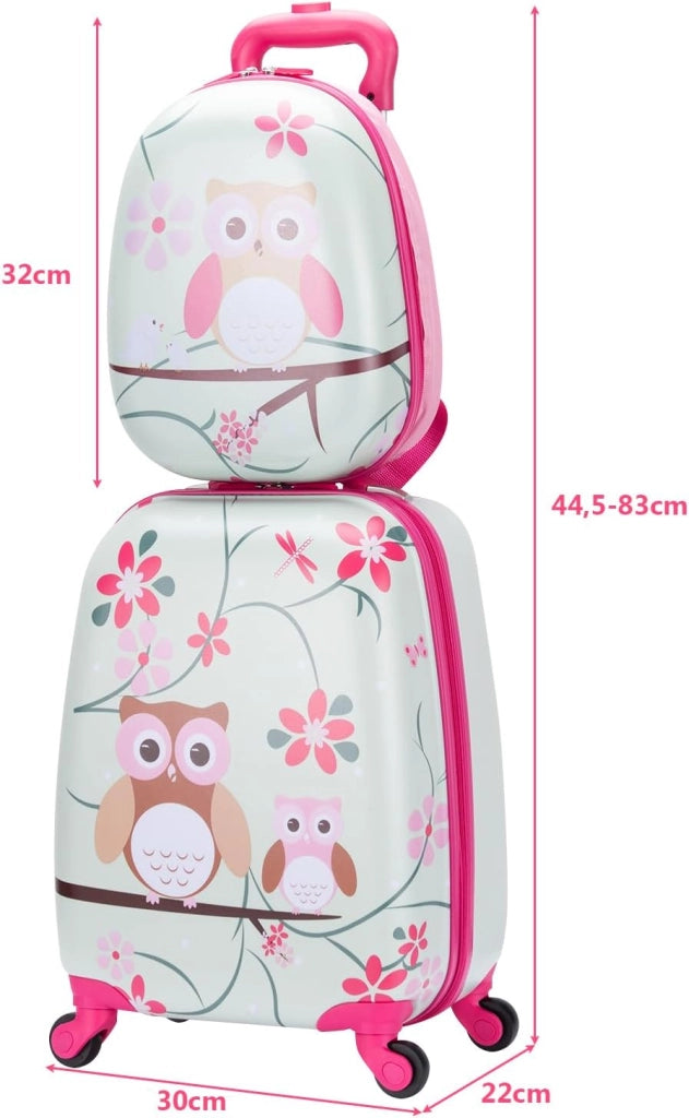 Set di Valigia per Bambini, 16" Valigia+ 12" Zaino, 2 Pezzi, con Ruote Girevoli a 360° e Maniglia Retrattile, Ideale per Viaggiare in Modo Comodo e Divertente (Modello 5)