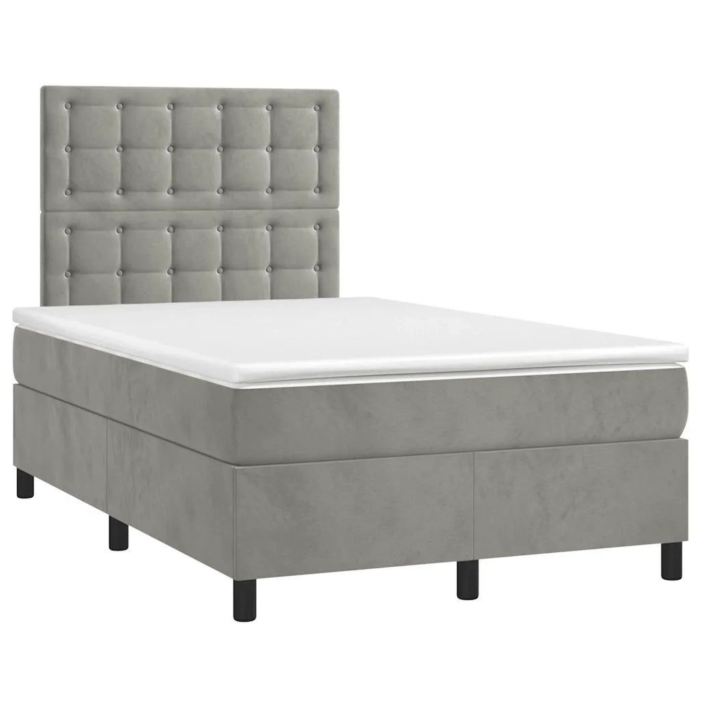 Giroletto a Molle con Materasso Grigio Chiaro 120x190cm Velluto