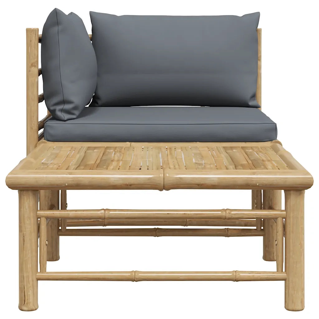 Set Divani da Giardino 2 pz con Cuscini Grigio Scuro in Bambù 313152