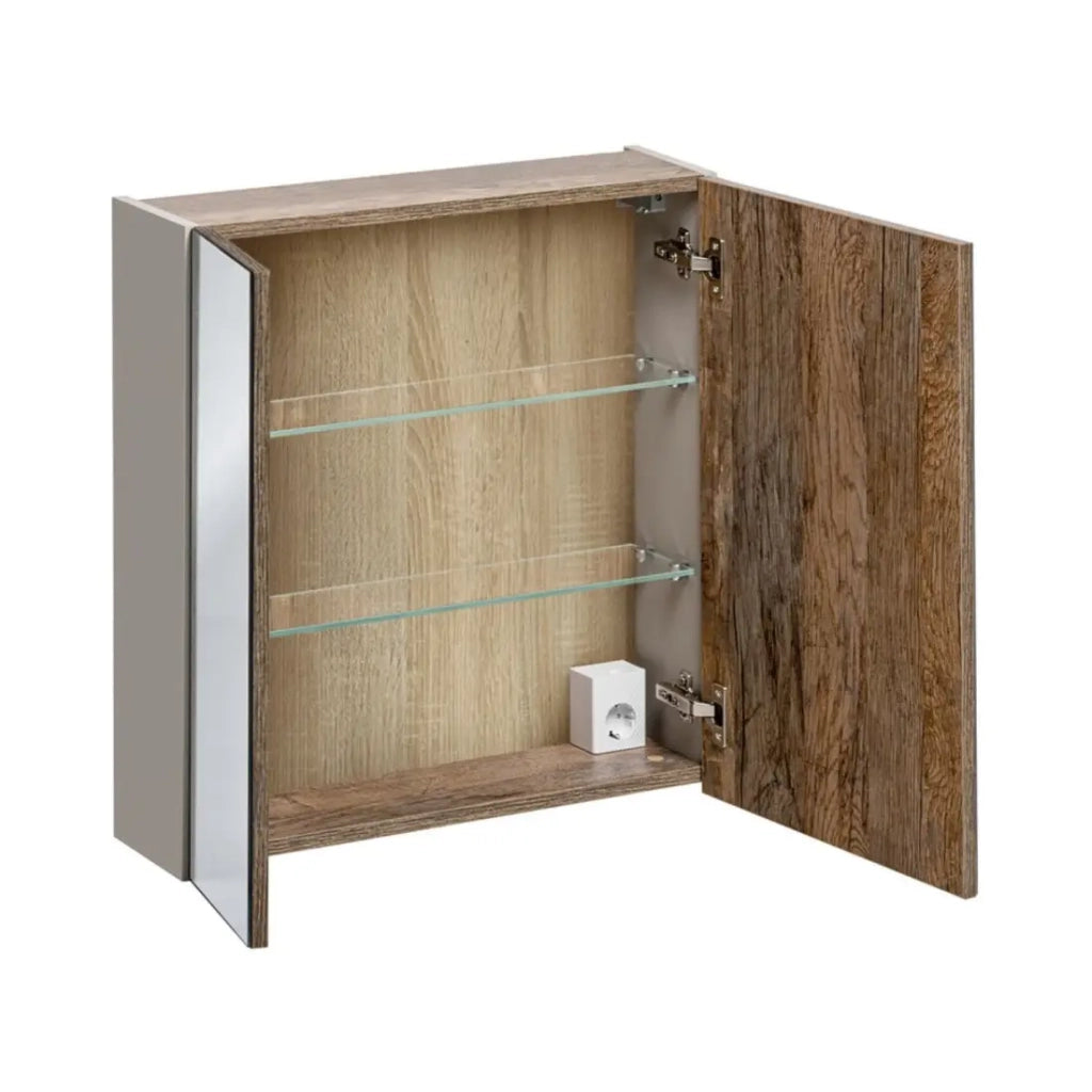 Mobile da bagno color tortora con specchi – 60 cm – 1 porta + ripiani