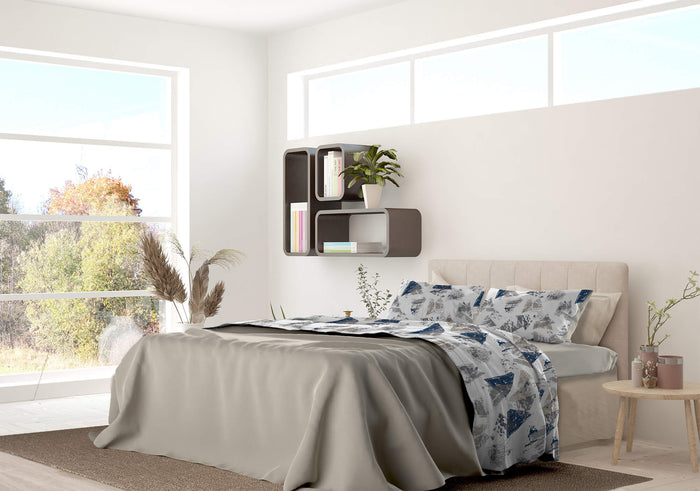 Set Lenzuola Singolo Sopra Sotto e Federe in Microfibra Urban Blu