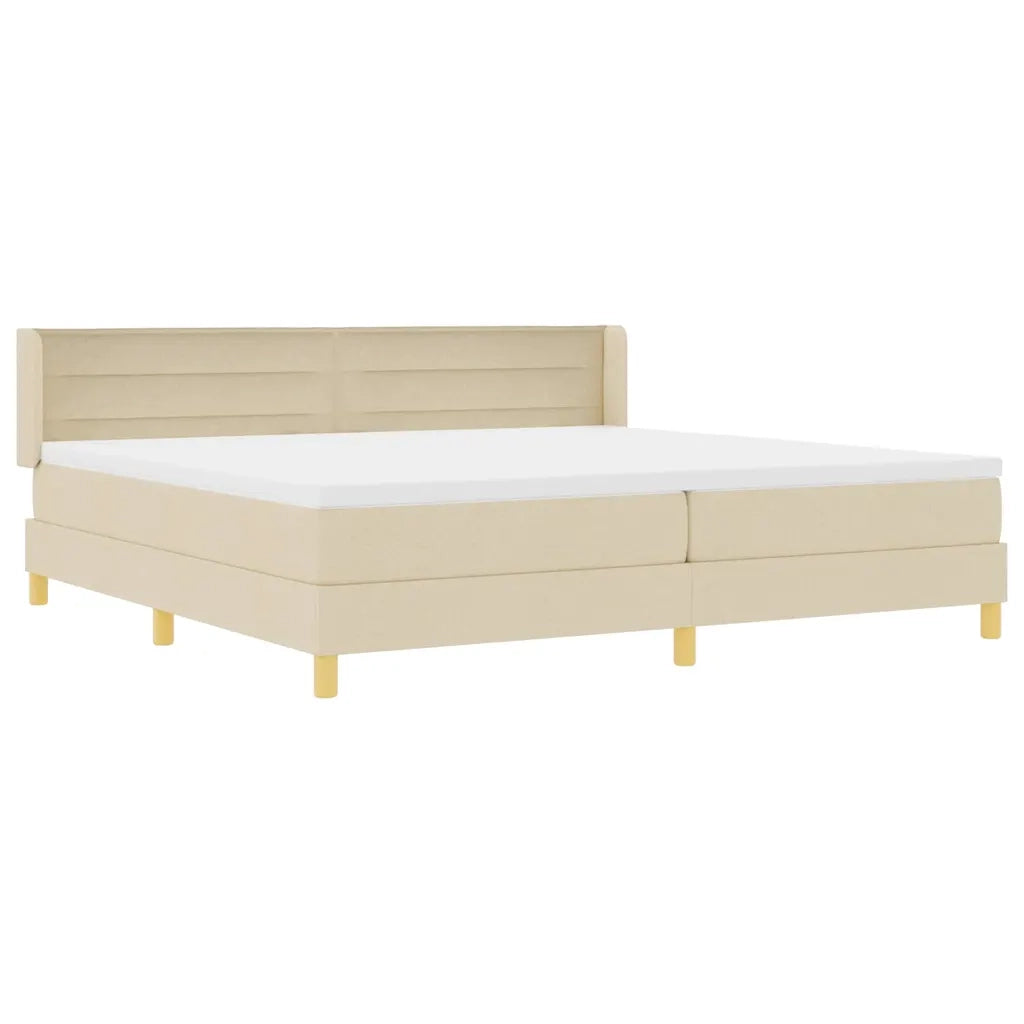 Letto a molle con materasso Crema 200 x 200 cm Tessuto 3341256