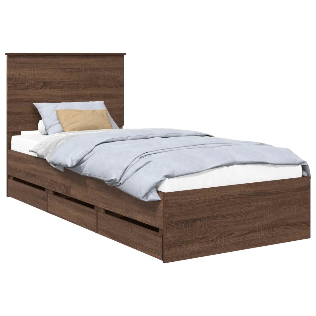 Struttura del letto con cassetto Rovere Marrone 90 x 190 cm