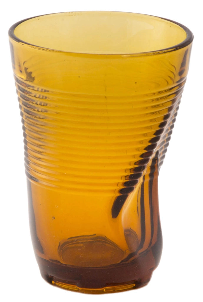 Set 6 Bicchieri Accartocciati 34 cl Ø8 cm in Vetro Pressato Kaleidos Ambra