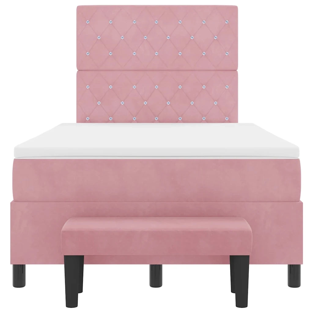 Letto a molle con testiera Rosa 200 x 120 cm Velluto 3344443