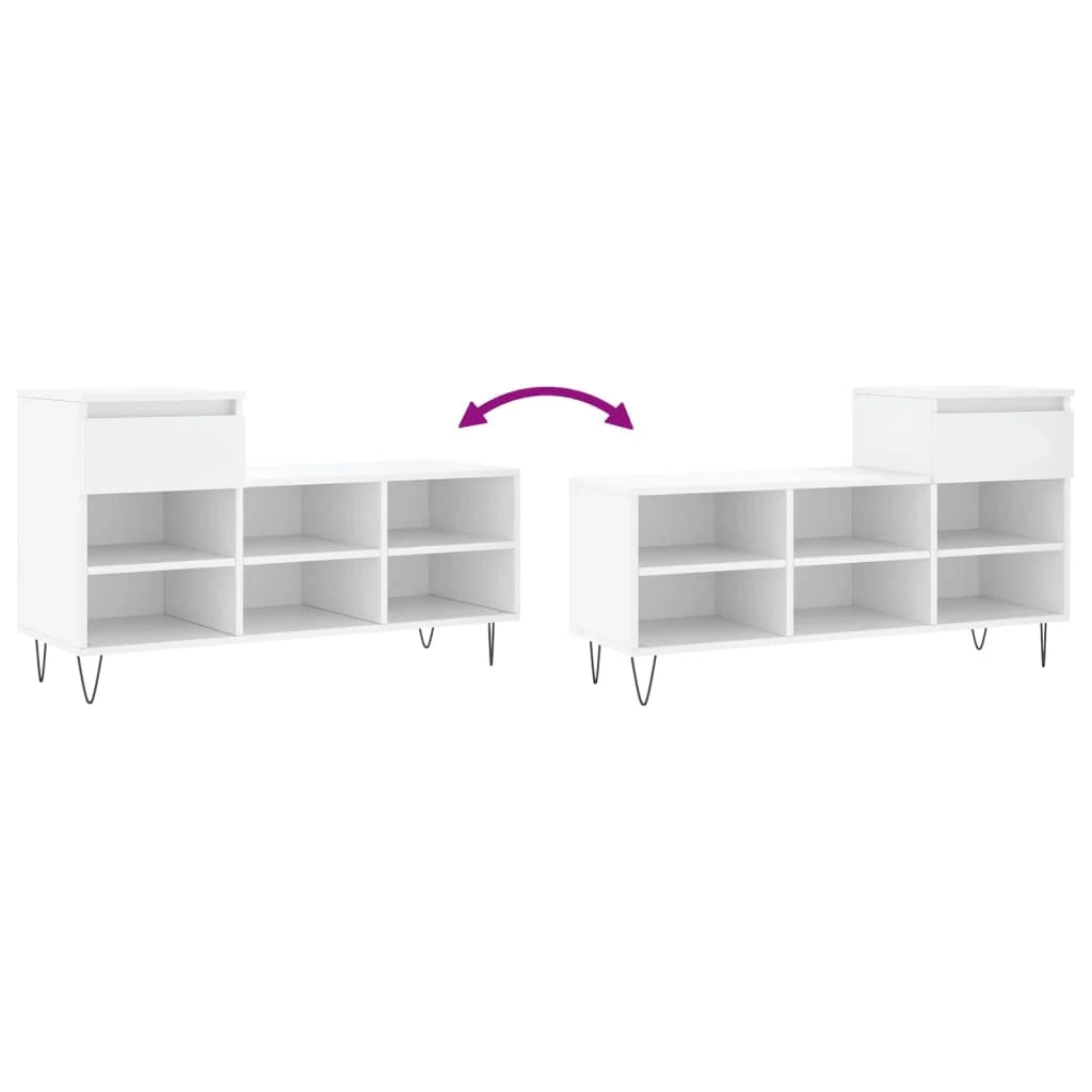 Scarpiera mobile contenitore per scarpe mobile per ingresso/corridoio/soggiorno 102 x 36 x 60 cm legno ingegnerizzato bianco 02_0021434
