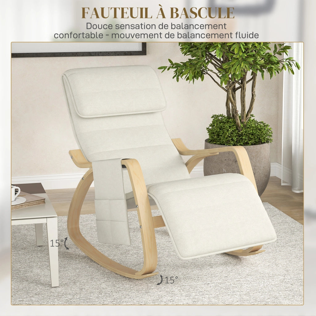 Poltrona Relax Dondolo Massaggiante con Poggiapiedi Regolabile ¨C Minimal ¨C Bianco Crema