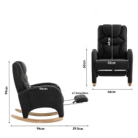 Poltrona relax a dondolo con braccioli, struttura imbottita ed ergonomica, 66x96-125.5x99 cm, Grigo Scuro