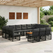 Set di divani da esterno 14 pcs Nero e Grigio scuro Poliestere 3437583
