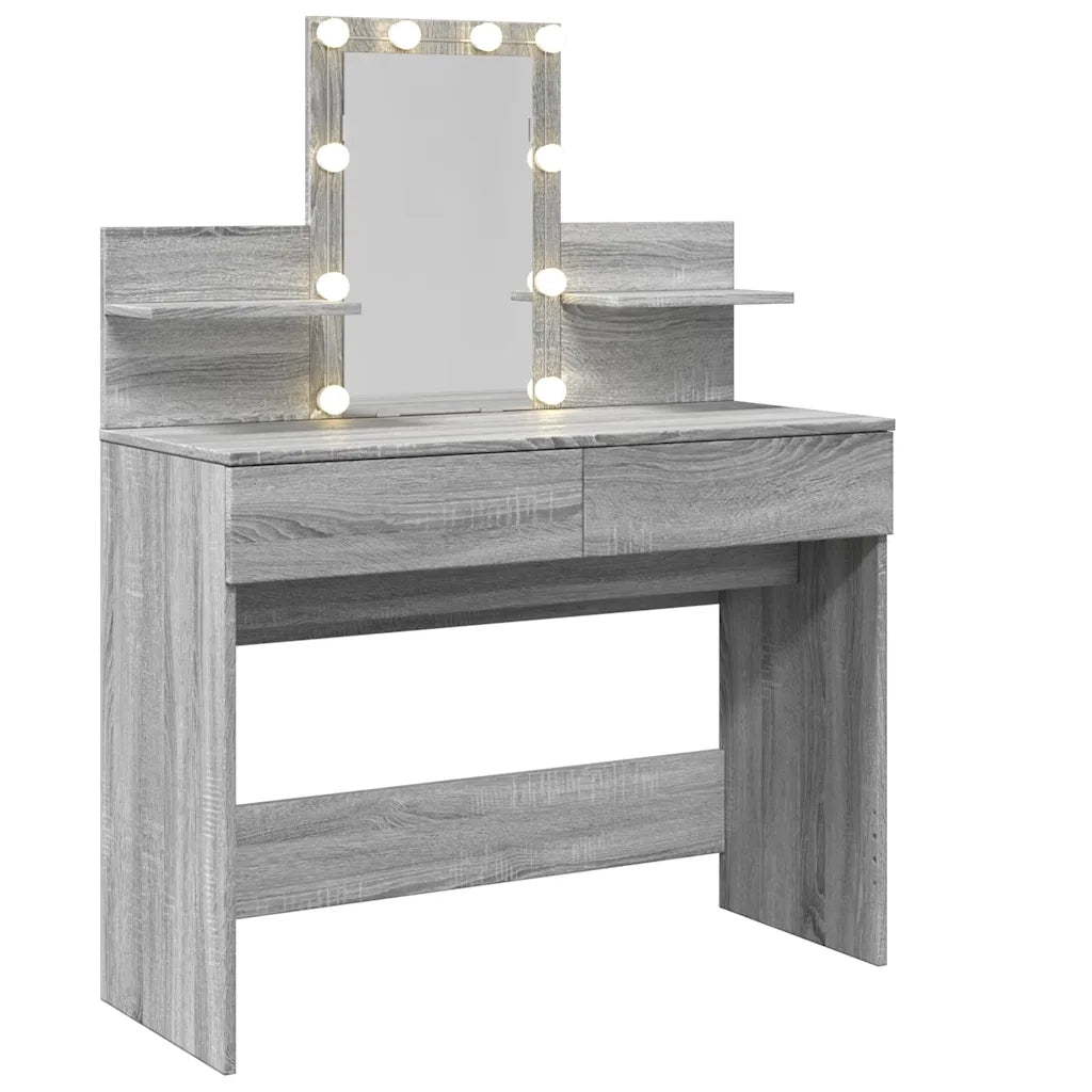 Toeletta | Tavolo da Trucco con LED Grigio Sonoma 100x40x130 cm