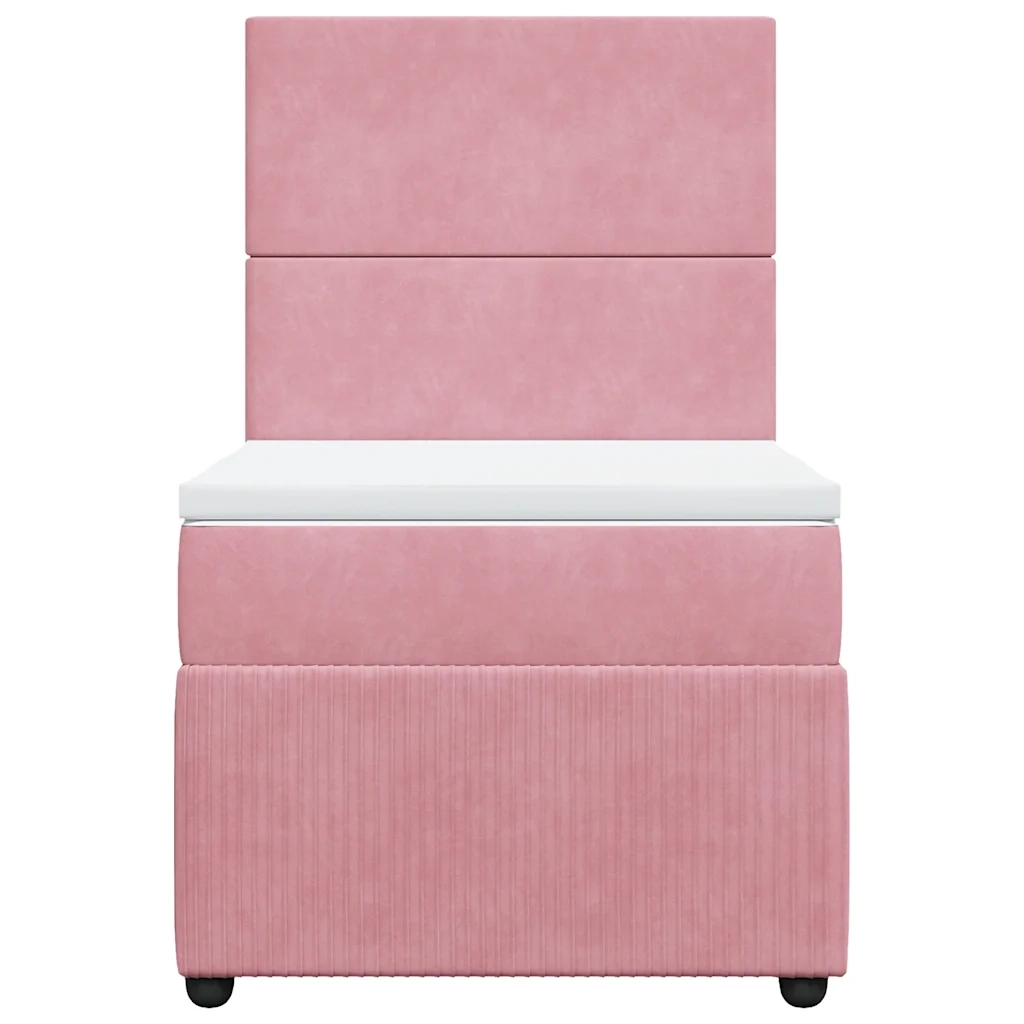 Giroletto a Molle con Materasso Rosa 90x190 cm in Velluto