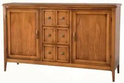 Credenza con 2 ante e 6 cassetti in legno massiccio noce Bassano