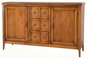 Credenza con 2 ante e 6 cassetti in legno massiccio noce Bassano