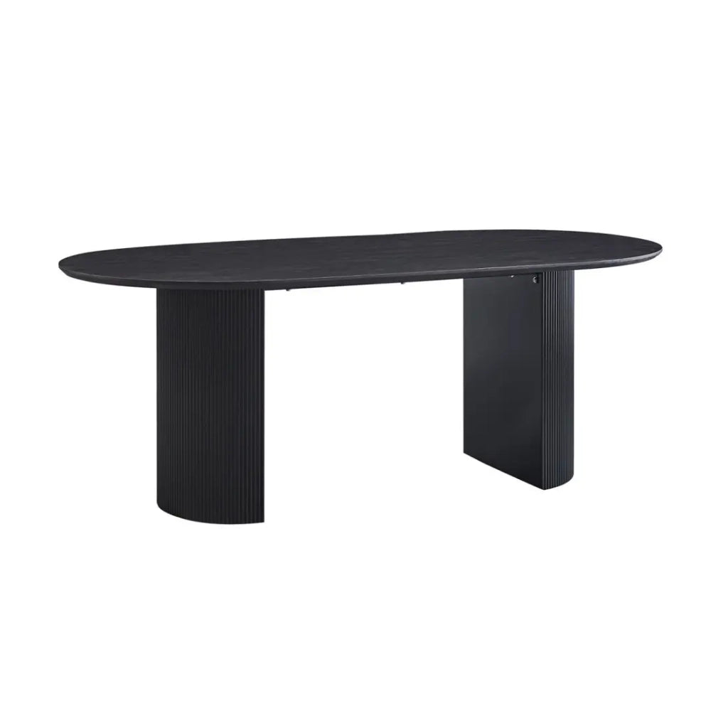 Tavolo da pranzo ovale VAGOS effetto legno marrone scuro lunghezza 200cm, ideale per una sala da pranzo accogliente