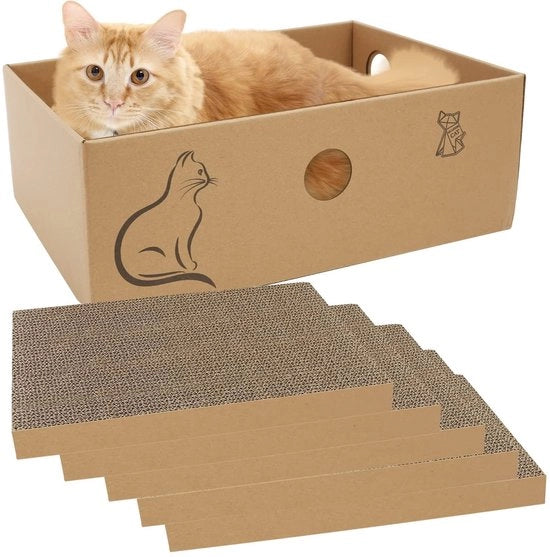 Kit di Supporti per Gatti in Cartone, 5 pezzi, Supporti per Gatti Reversibili, Supporti per Gatti per Bambini per Giocare e Riposare, Peso Massimo 5 kg (33 x 24 x 11 cm)