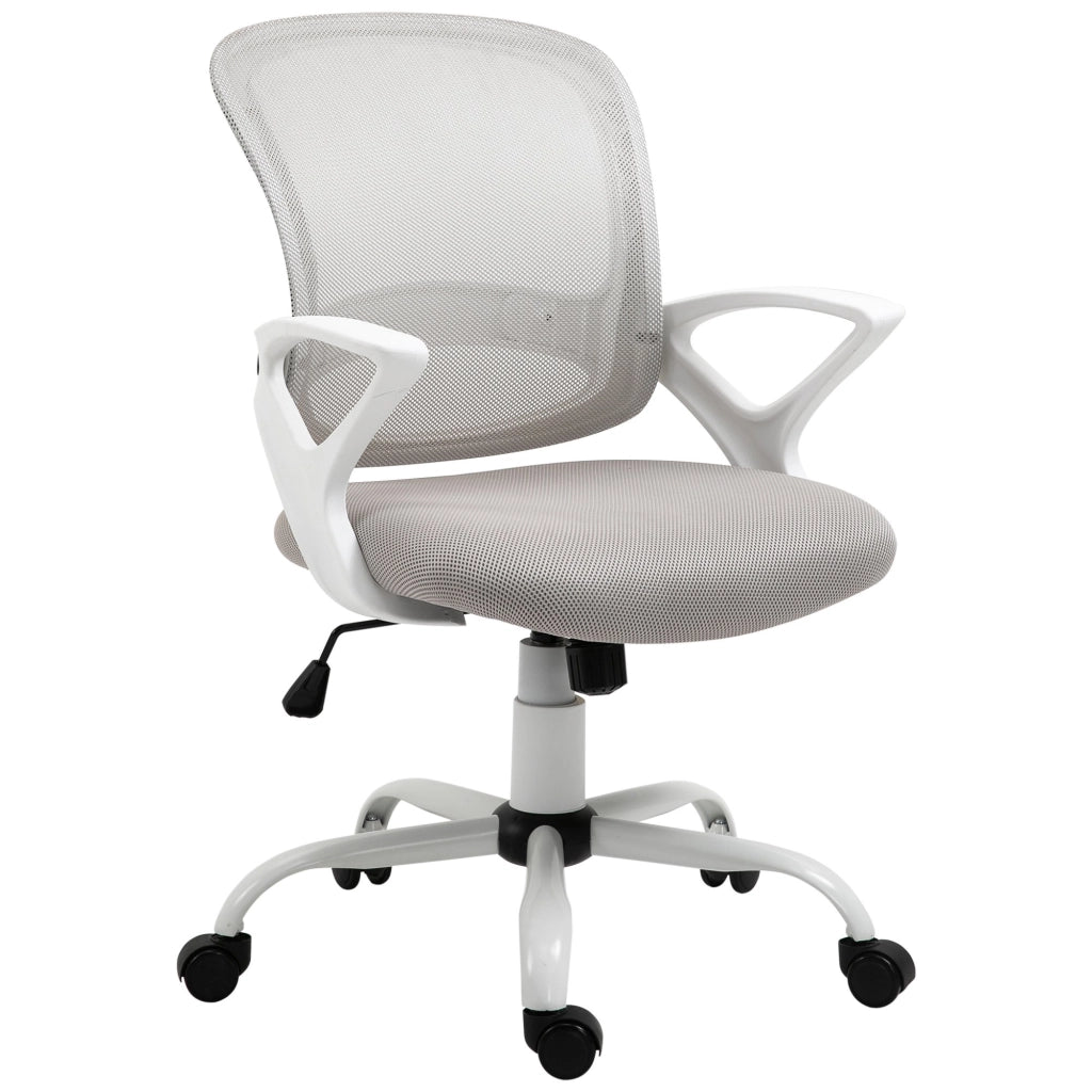 EasyComfort Sedia da Ufficio Basculante in Tessuto a Rete Grigio, Sedia da Scrivania Ergonomica e Girevole con Altezza Regolabile
