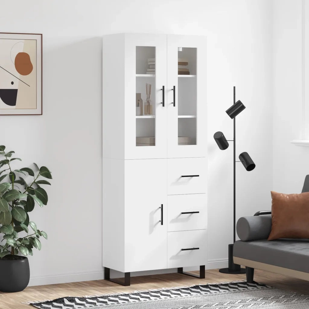 Credenza-Buffet-Armadio da cucina Bianca 69,5x34x180 cm in Legno Multistrato 519603