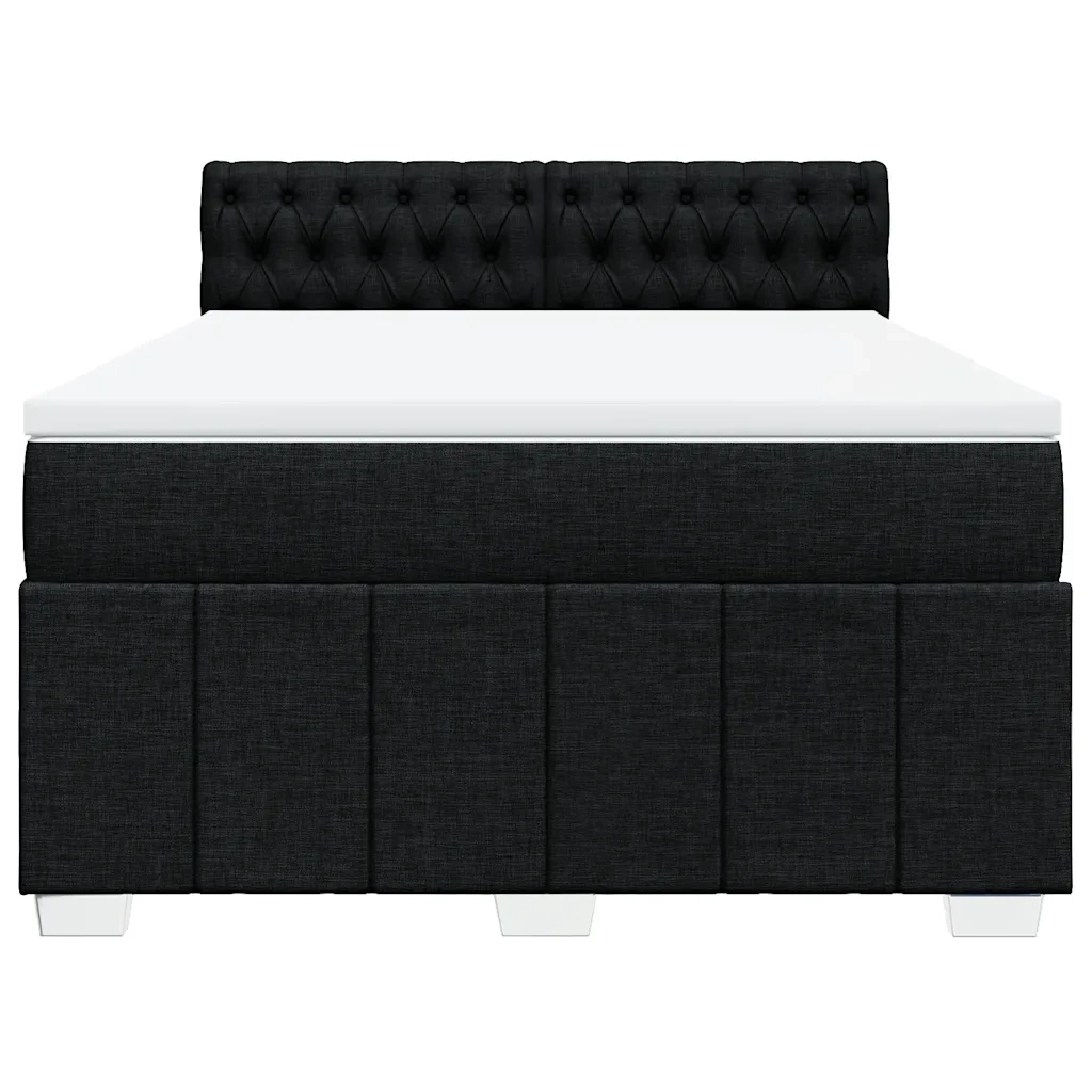 Giroletto a Molle con Materasso Nero 140x190 cm in Tessuto