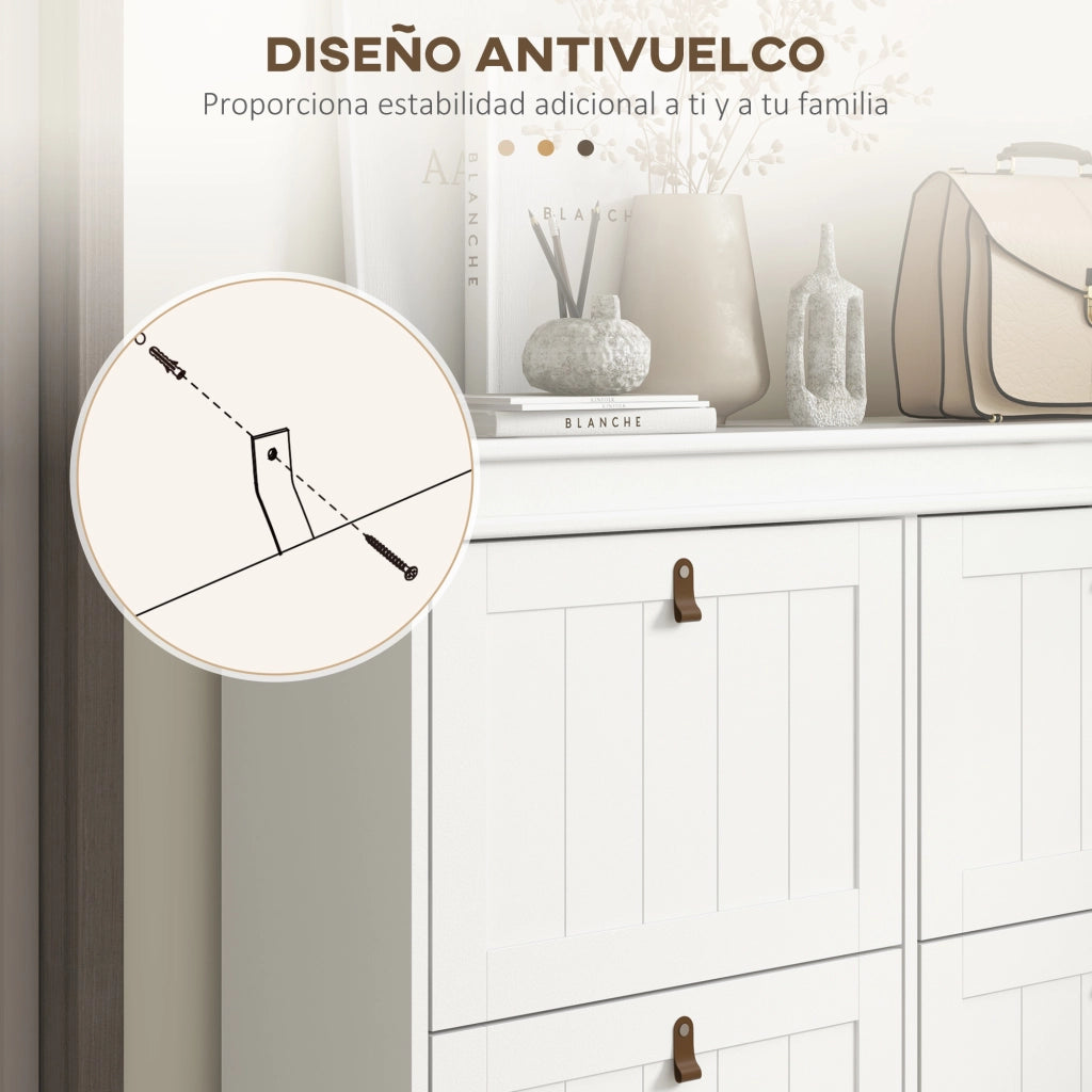 Armadio per Scarpe con 4 Ante e Ripiani Regolabili ¨C zephmum ¨C 105x24x82,5 cm