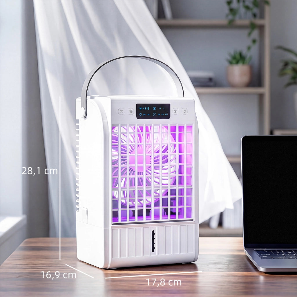 Ventilatore 4 in 1 con Nebulizzatore e Luci LED ¨C Zephmum ¨C Bianco