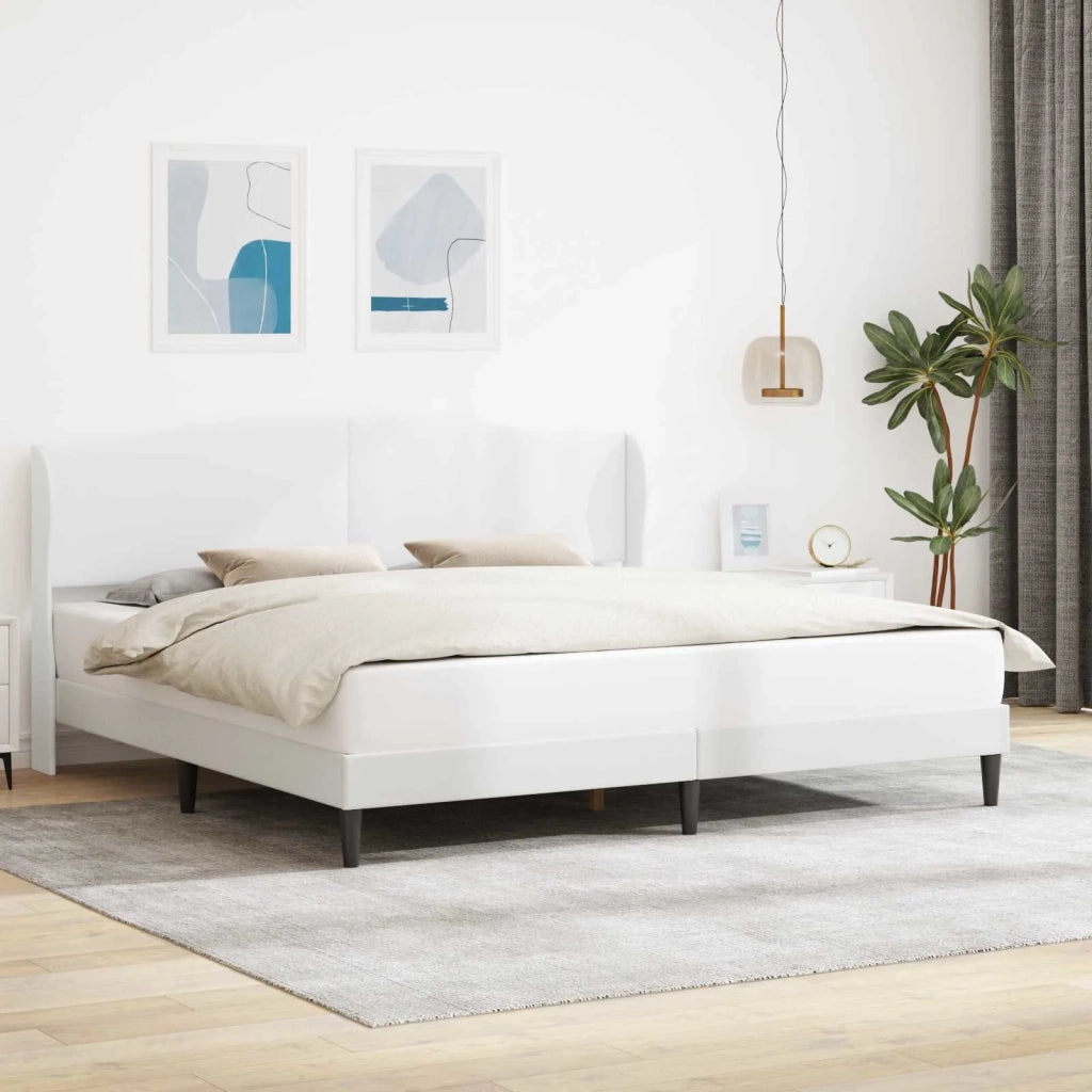 Struttura del letto con testiera-Giroletto Bianco 200 x 200 cm Similpelle 215528