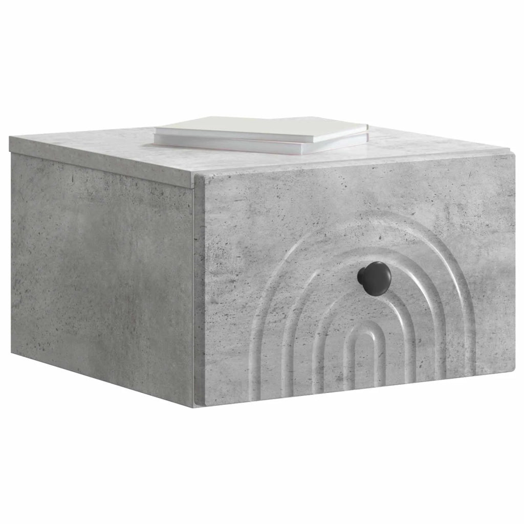 Set di 2 Comodini | Armadio da Notte | Mobiletto da notte a muro con cassetto Grigio Cemento
