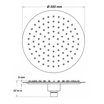 Soffione tondo ultraslim Diam. 30 cm acciaio inox specchiato